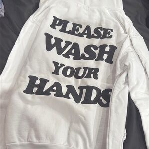 Talentless Scott Disick Wash your hands White Hoodie with Black Text